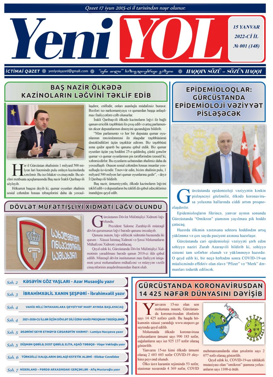 2022-Cİ İL №001 (148) 15 YANVAR