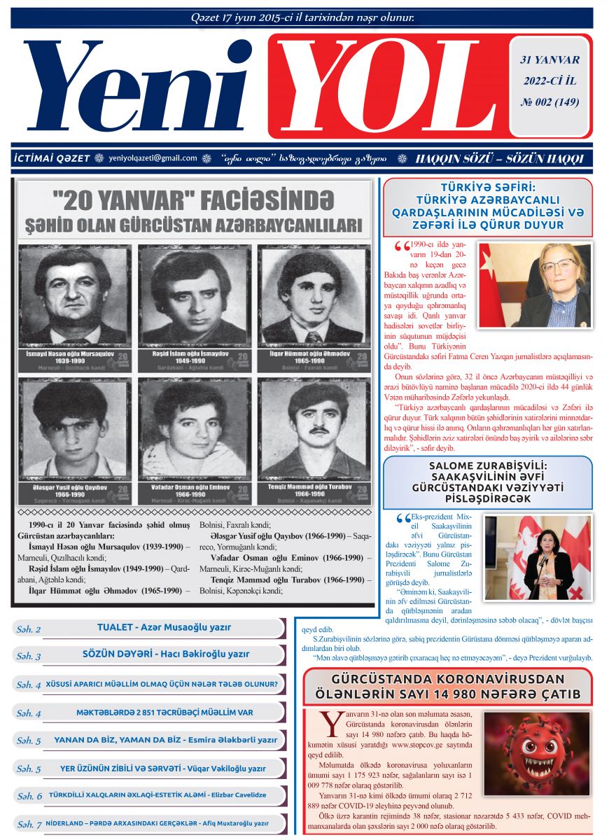 2022-Cİ İL № 002 (149) 31 YANVAR