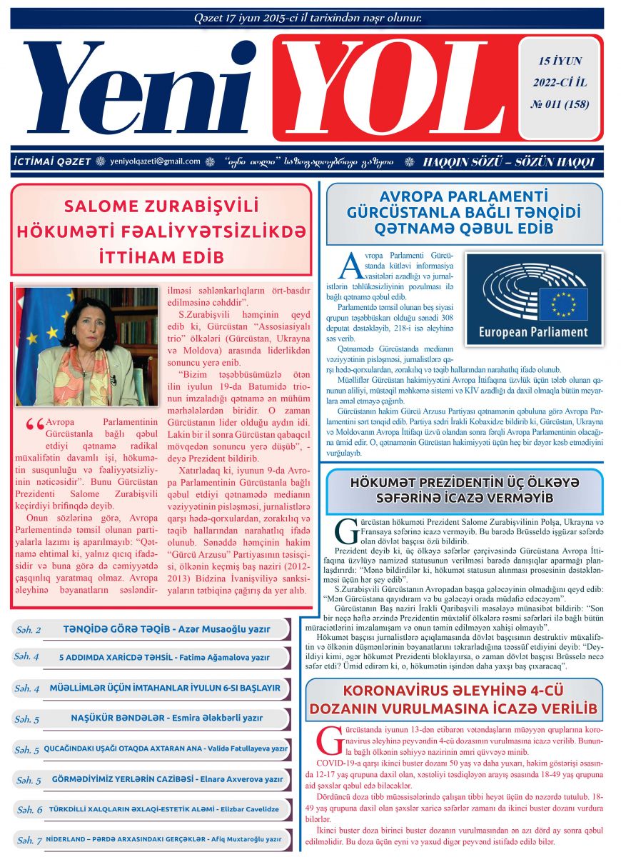 2022-Cİ İL № 011 (158) 15 İYUN