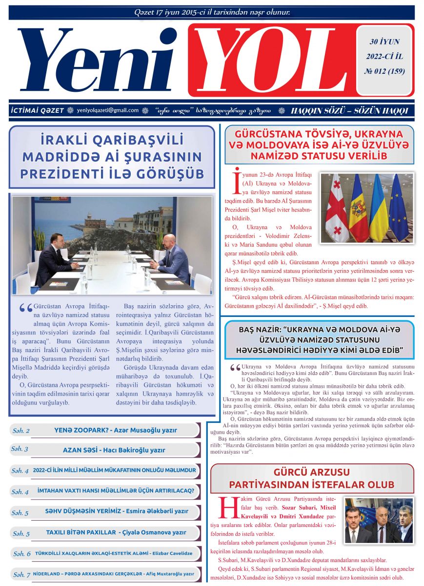 2022-Cİ İL № 012 (159) 30 İYUN
