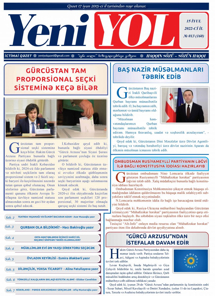 2022-Cİ İL № 013 (160) 15 İYUL
