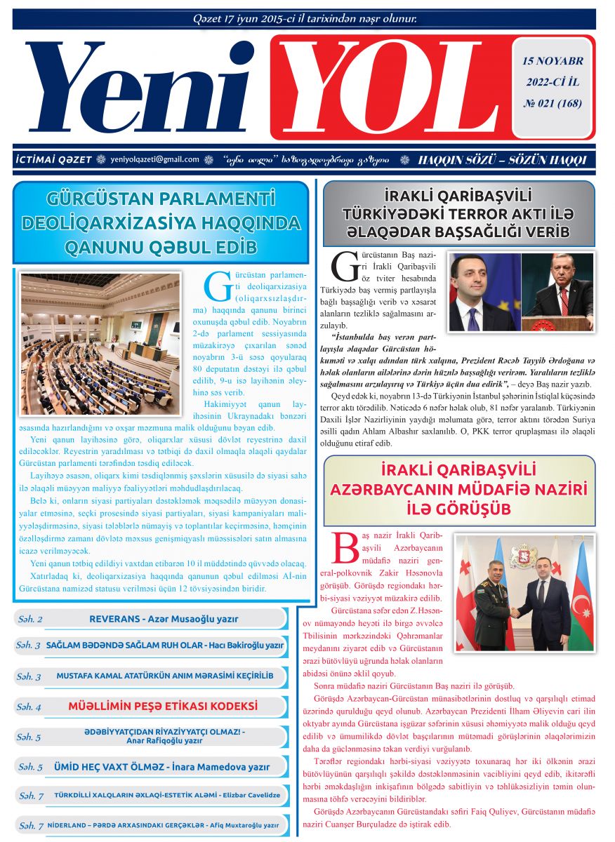 2022-Cİ İL № 021 (168) 15 NOYABR