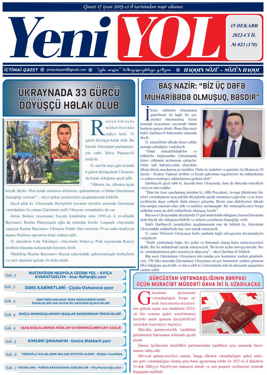 2022-Cİ İL № 023 (170) 15 DEKABR
