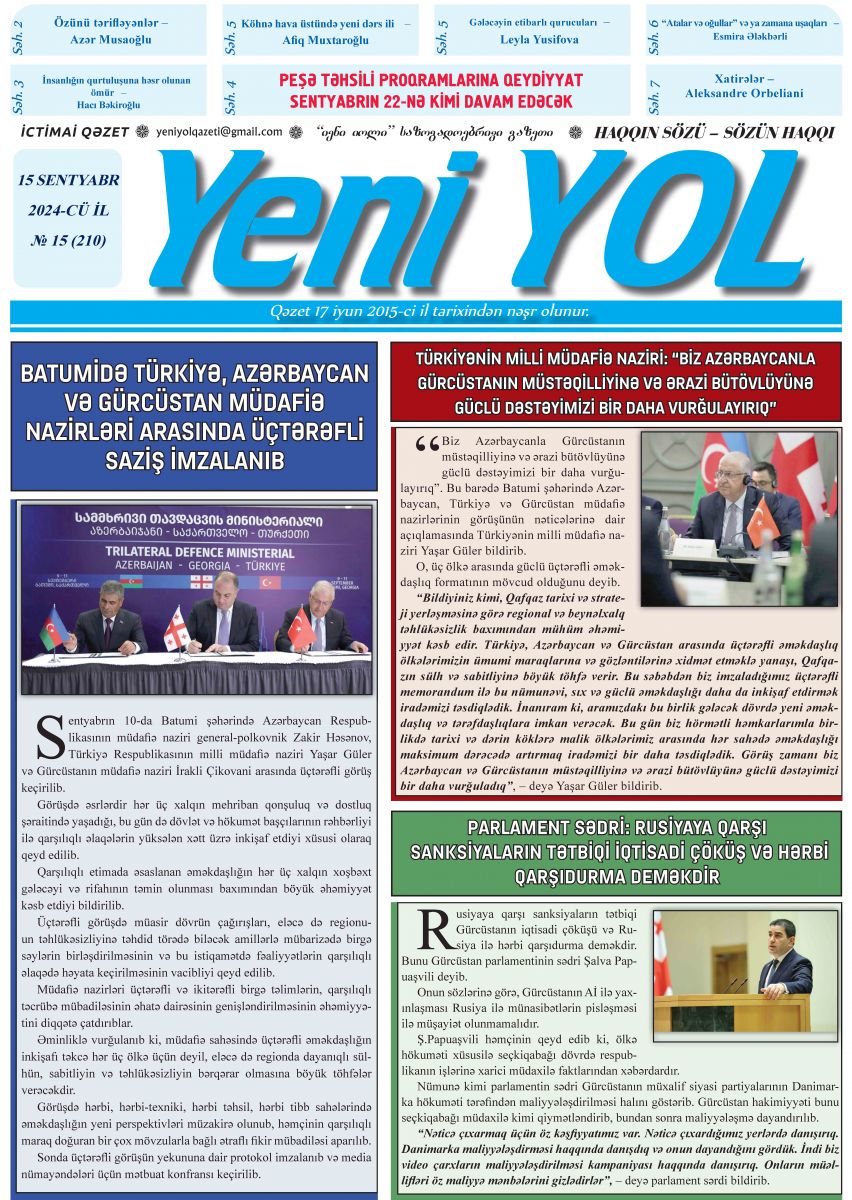 2024-CÜ İL № 15 (210) 15 SENTYABR